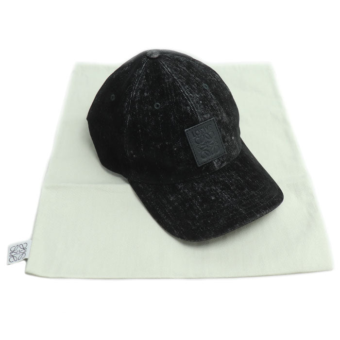 LOEWE ロエベ アナグラム デニム キャップ ブラック K820358X27 56~64 ユニセックス【中古】