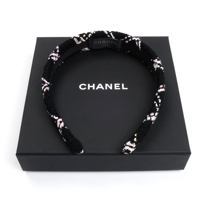 CHANEL シャネル ココマーク カチューシャ ブラック/ピンク AAA021 ヘアバンド レディース【中古】