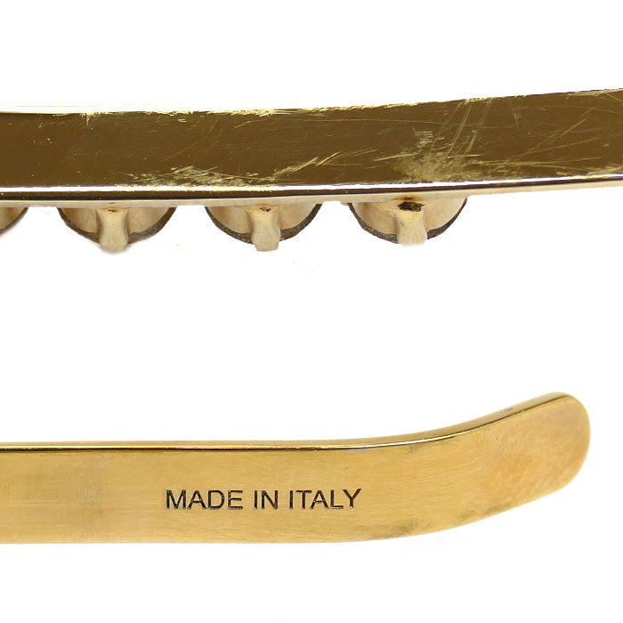 PRADA プラダ 真鍮 人工クリスタル トライアングルロゴ クリスタル カチューシャ 1IH048 2CK4 F03CR ヘアバンド レディース【中古】