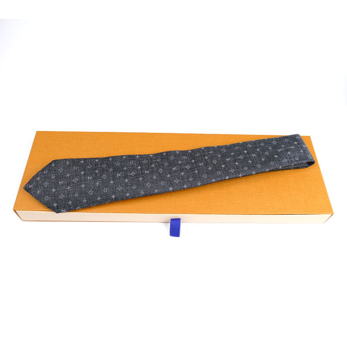 LOUIS VUITTON ルイ・ヴィトン クラヴァット ネクタイ モノグラム グレー M77840 MR2282 メンズ【中古】【美品】
