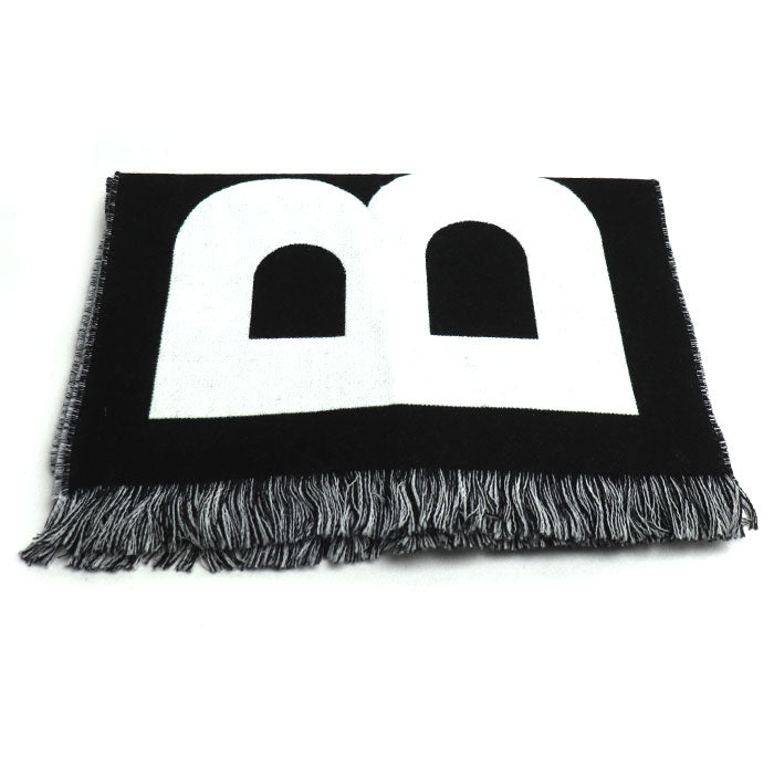 BURBERRY ロゴ入りマフラー ブラック/ホワイト BURBERRY バーバリー ロゴ マフラー ブラック ホワイト 80542141