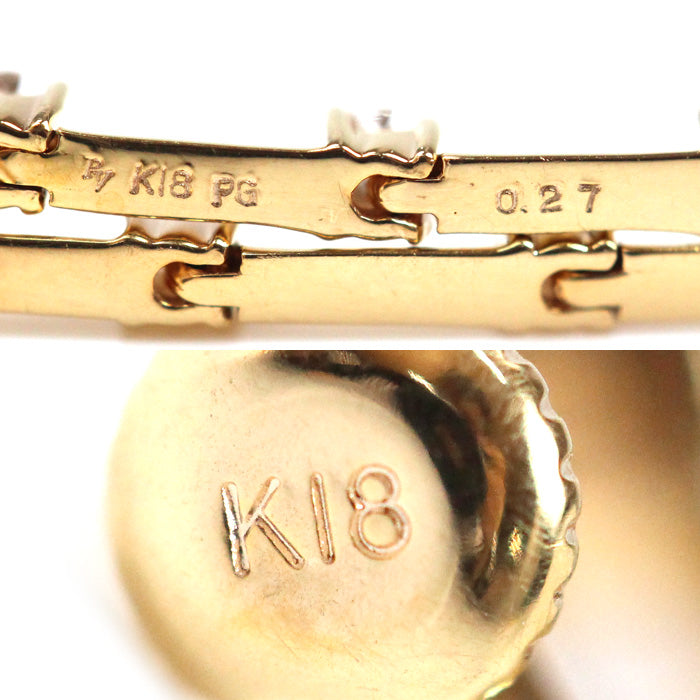 Ponte Vecchio ポンテヴェキオ K18PG ピンクゴールド イヤリング ダイヤモンド0.27ct/0.27ct 4.6g ネジ式 レディース【中古】【美品】