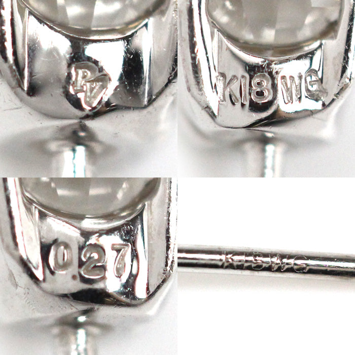 Ponte Vecchio ポンテヴェキオ K18WG ホワイトゴールド ピアス ダイヤモンド0.27ct/0.27ct 1.4g 一粒ダイヤ レディース【中古】【美品】
