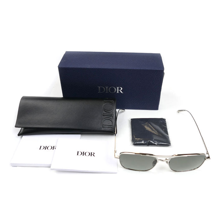 Christian Dior クリスチャンディオール DiorBlackSuit ナビゲーターシェイプ ツーブリッジ サングラス シルバー グリーングラデーション SUTS17UXR_F0C1 メンズ 56□16 145【中古】【美品】