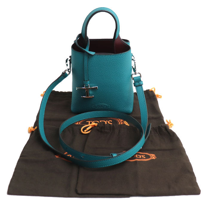 TOD’S トッズ マイクロ Tタイムレス 2Wayショルダーバッグ バーガンディグリーン XBWAPAT9000QRI 7O98 レディース【中古】【美品】
