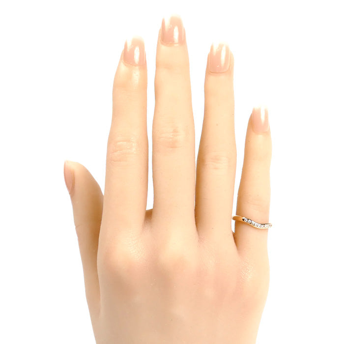 TIFFANY&Co. ティファニー K18PG ピンクゴールド カーブドバンド 9P ダイヤ リング・指輪 4号 2.3g レディース【中古】【美品】