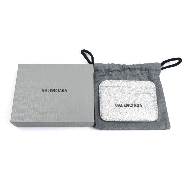 BALENCIAGA バレンシアガ ロゴ グリッター カードケース シルバー 593812 ユニセックス【中古】【極美品】