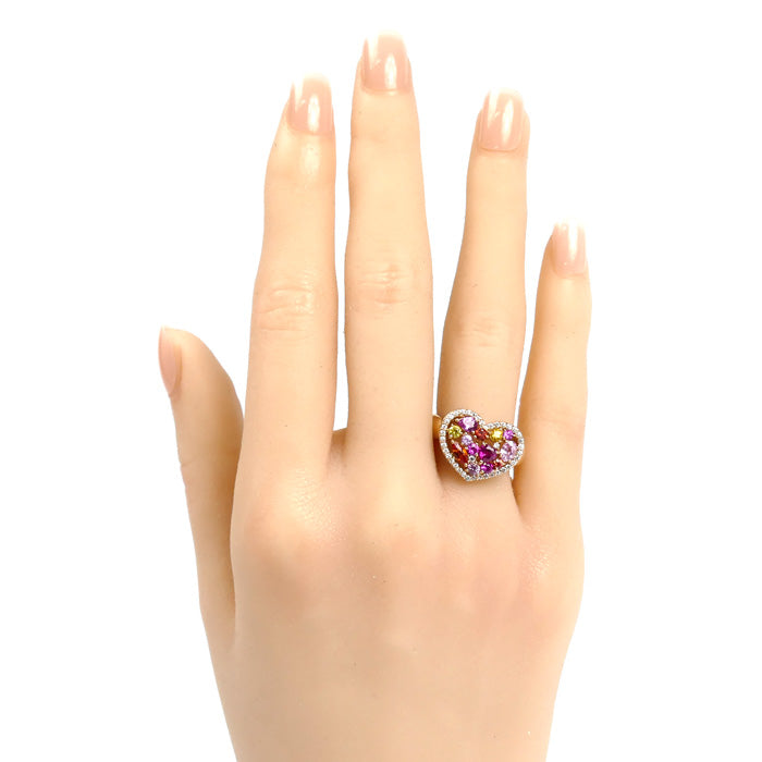 Ponte Vecchio ポンテヴェキオ K18PG ピンクゴールド サファイア ルビー ダイヤ リング・指輪 サファイア1.09ct ルビー0.20ct ダイヤモンド0.19ct 11号 7.0g マルチカラー レディース【中古】