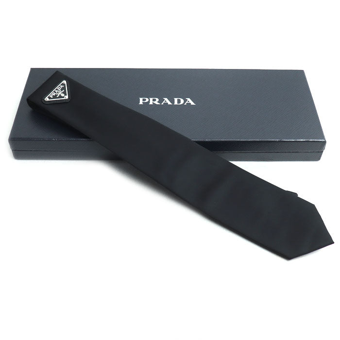 PRADA プラダ Re-Nylon ギャバジン ネクタイ ブラック UCR77 1WQ8 F0002 メンズ【中古】【美品】