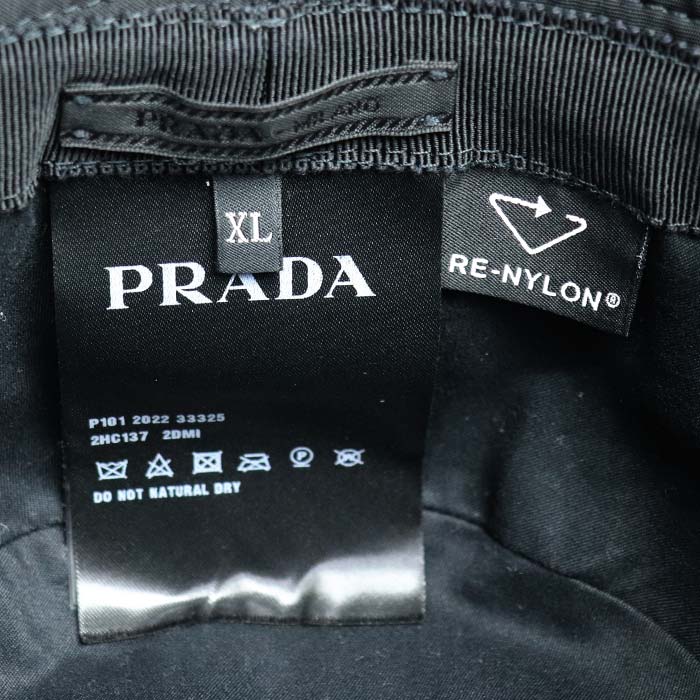 PRADA プラダ Re Nylon リ ナイロン ハット ブラック 2HC137 2DMI F0002 IC XL ユニセックス【中古】【美品】