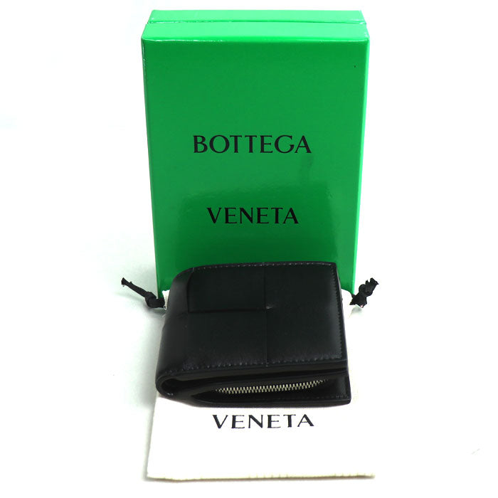 BOTTEGAVENETA ボッテガヴェネタ スモール カセット 二つ折りファスナーウォレット 二つ折り財布 ブラック 819207VBWD28803 メンズ【中古】【美品】