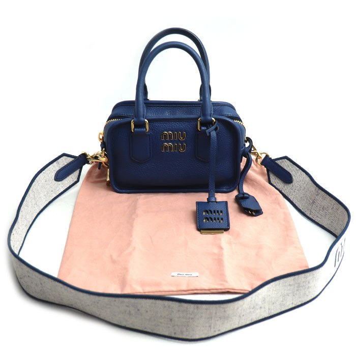 MIUMIU ミュウミュウ 2Wayショルダーバッグ ブルー 5BB123 2F57 F0016 レディース【中古】