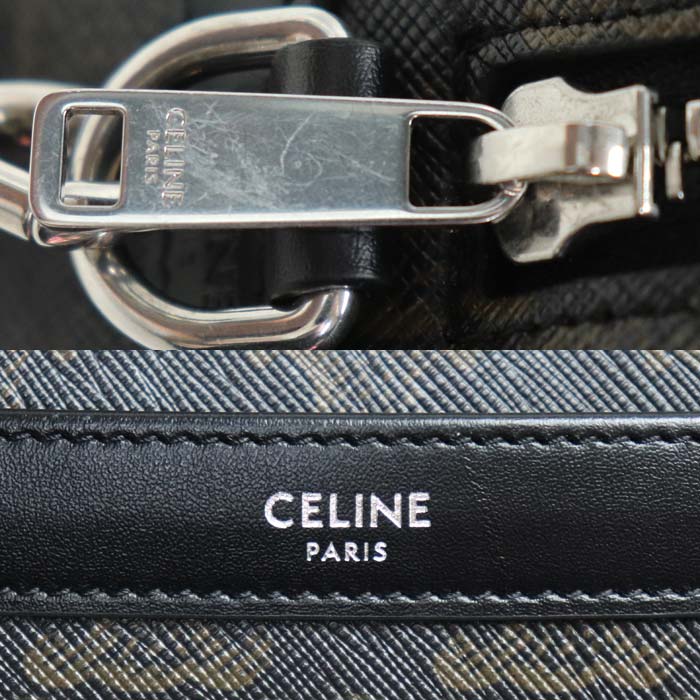 CELINE セリーヌ トリオンフ キャンバス スモール メッセンジャー ショルダーバッグ ブラック 113942EVJ.38SI メンズ【中古】