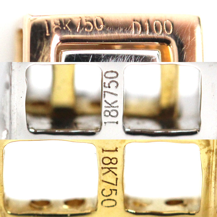 K18YG/PG/WG クロス ペンダントトップ ダイヤモンド1.00ct 10.3g 3個セット ユニセックス【中古】