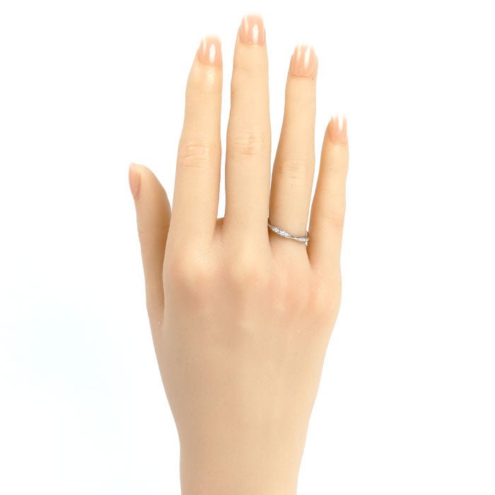 CHANEL シャネル Pt950プラチナ カメリア ハーフエタニティ リング・指輪 J10835 ダイヤモンド 8号 48 3.3g レディース【中古】【美品】