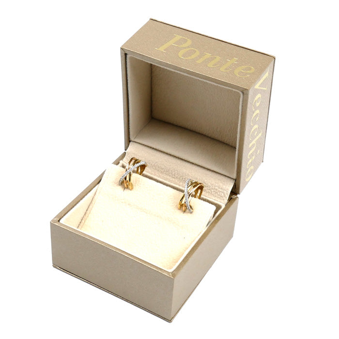 Ponte Vecchio ポンテヴェキオ K18YG/PG/WG センプレ ピアス ダイヤモンド0.06ct/0.06ct 4.4g レディース【中古】