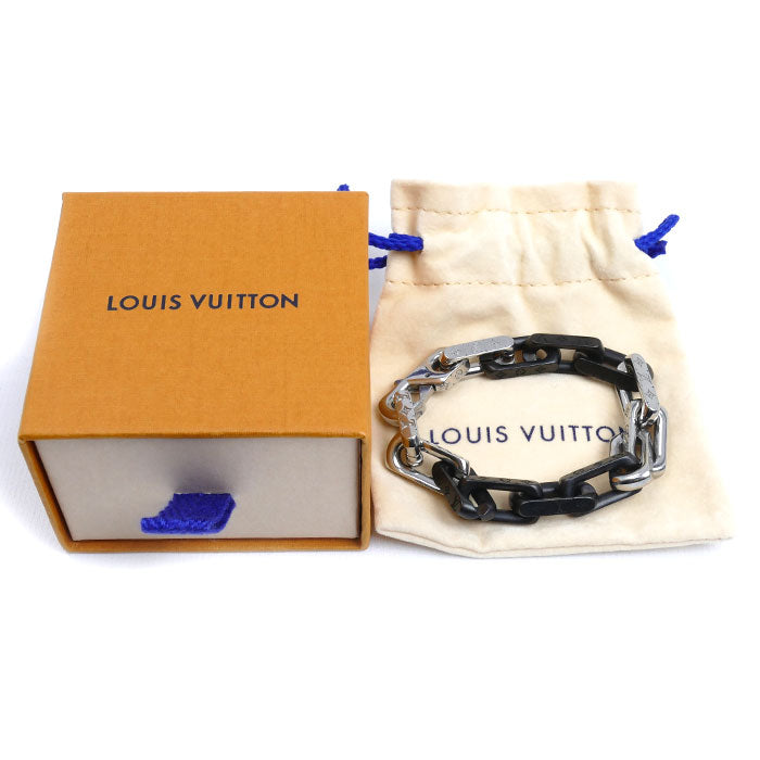 LOUIS VUITTON ルイ・ヴィトン シルバー メタル モノグラムチェーン ブレスレット M00686 LE0275 M 19.5cm メンズ【中古】