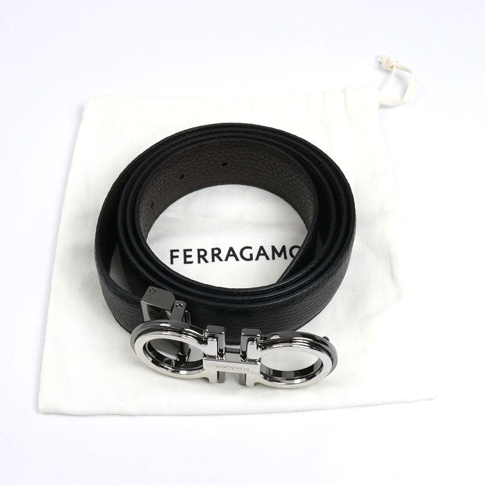 Salvatore Ferragamo サルヴァトーレフェラガモ ダブルガンチーニ ベルト ブラック ブラウン リバーシブル メンズ【中古】【美品】