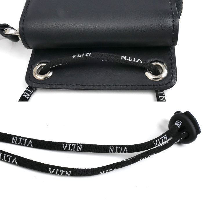 Valentino Garavani ヴァレンティノ・ガラヴァーニ VLTN ネックストラップ付ウォレット 二つ折り財布 ネックウォレット ブラック WY2P0P90LVN0NO ユニセックス【中古】【美品】