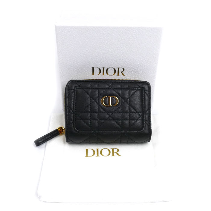 Dior ディオール ディオール カロ アカシア 二つ折り財布 ブラック S5240UWHC_M900 カナージュ レディース【中古】【美品】