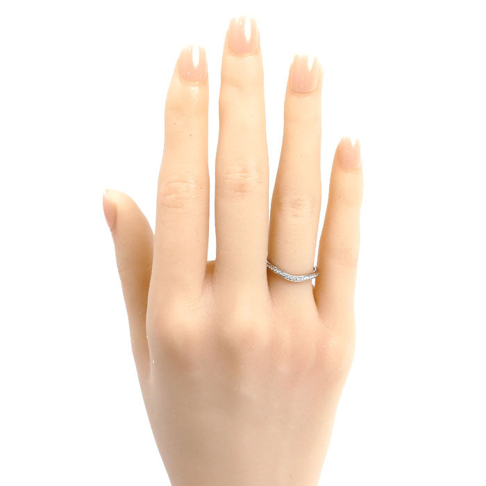 CARTIER カルティエ Pt950プラチナ バレリーナ カーブ ハーフエタニティ ダイヤ リング・指輪 B4093050 ダイヤモンド 10号 50 2.8g レディース【中古】【美品】
