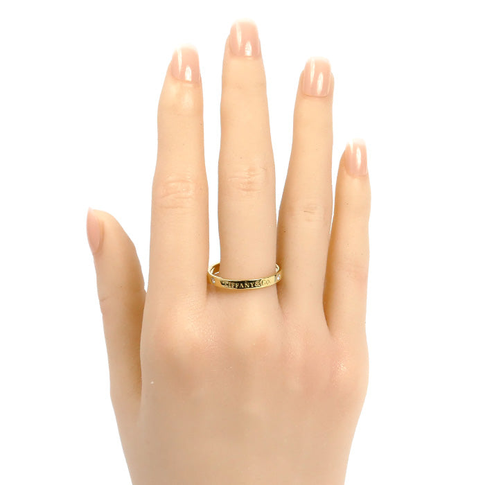 TIFFANY&Co. ティファニー K18YG イエローゴールド フラットバンド 3P ダイヤ リング・指輪 ダイヤモンド 21号 3.9g ユニセックス【中古】【美品】