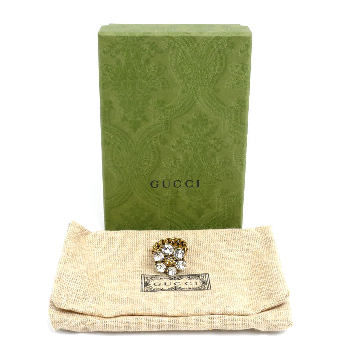 GUCCI グッチ メタル ラインストーン ダブルG フラワー リング・指輪 645686 12号 レディース【中古】【美品】