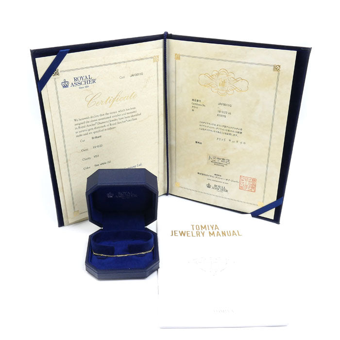 ROYAL ASSCHER K18YG イエローゴールド ライン ブレスレット JAF0011G ダイヤモンド0.23ct 3.3g 16.0~18.5cm フリーチェーン レディース【中古】
