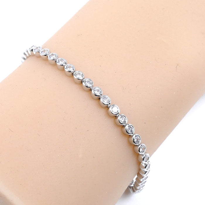 STAR JEWELRY スタージュエリー K18WG ホワイトゴールド ダイヤ ブレスレット ダイヤモンド 7.2g 17.5cm レディース【中古】【美品】