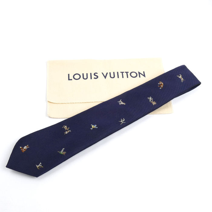LOUIS VUITTON ルイ・ヴィトン ネクタイ・アニマル ブラゾン ネクタイ ネイビー M97798 MR3275 メンズ【中古】【美品】