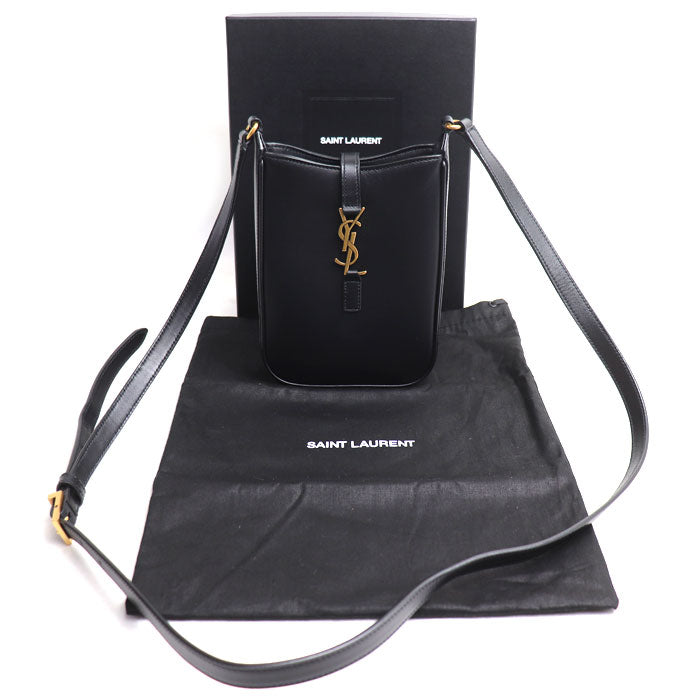 SAINT LAURENT サンローラン ミニ バーティカル ショルダーバッグ ブラック 735214 レディース【中古】【美品】