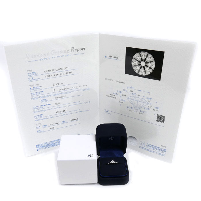 4℃ ヨンドシー Pt950プラチナ NaturalGrace リング・指輪 211822745063 ダイヤモンド0.308ct 7.5号 2.8g レディース【中古】【美品】