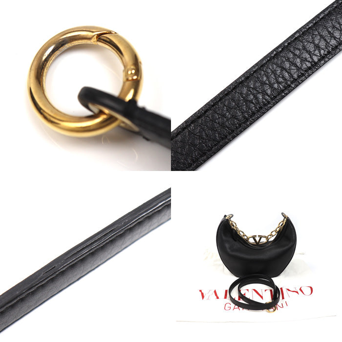 Valentino Garavani ヴァレンティノ・ガラヴァーニ Vロゴ ホーボー ムーン 2Wayショルダーバッグ ブラック 5W2B0Q42JDK レディース【中古】