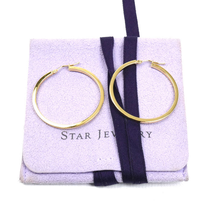STAR JEWELRY スタージュエリー K18YG イエローゴールド フープ ピアス 2GP0931 2.1g 3.3cmセット レディース【中古】