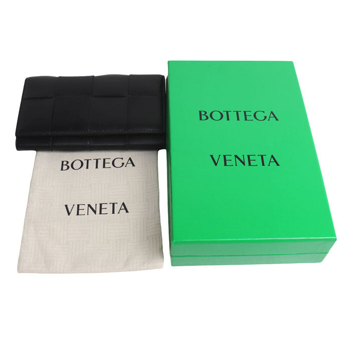BOTTEGAVENETA ボッテガヴェネタ イントレチャート カセット ロングウォレット 長財布 ブラック 749463VBWD28803 ユニセックス【中古】【美品】