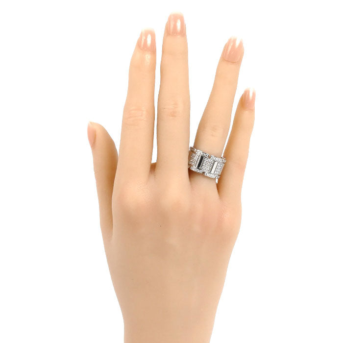CARTIER カルティエ K18WG ホワイトゴールド タンクフランセーズ LM リング・指輪 ダイヤモンド 13号 53 14.8g レディース【中古】【美品】
