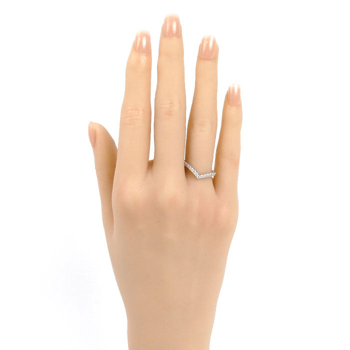STAR JEWELRY スタージュエリー K18WG ホワイトゴールド ミルグレイン リング・指輪 ダイヤモンド0.07ct 11号 1.9g レディース【中古】【美品】