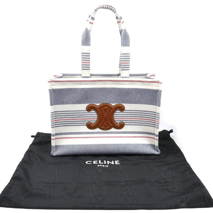 CELINE セリーヌ ラージ カバ タイス トートバッグ ホワイト×ブルー×レッド 196762FYN トリオンフ レディース【中古】【美品】