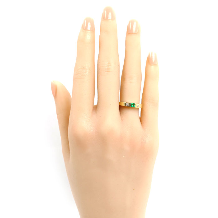 TIFFANY&Co. ティファニー K18YG イエローゴールド リング・指輪 エメラルド ダイヤモンド 10.5号 3.5g レディース【中古】【美品】