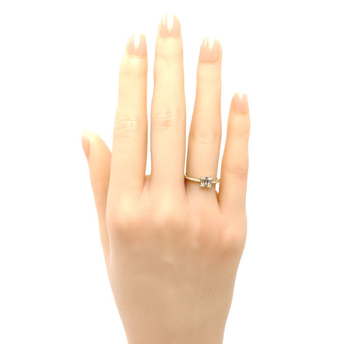 BELLESIORA ベルシオラ K18YG イエローゴールド スクエアコレクション リング・指輪 ダイヤモンド0.24ct 9号 1.8g レディース【中古】【美品】