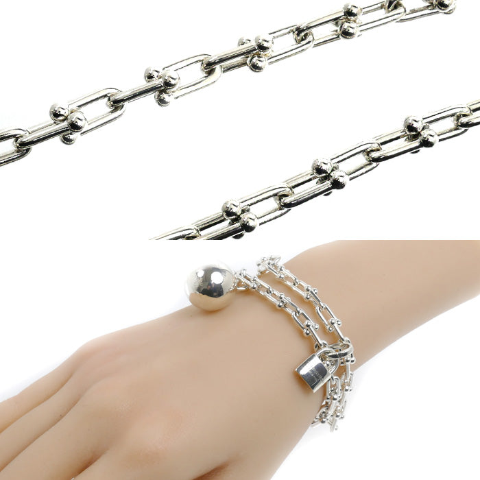 TIFFANY&Co. ティファニー シルバー925 ハードウェア スモールラップ ブレスレット 45.6g レディース【中古】【美品】