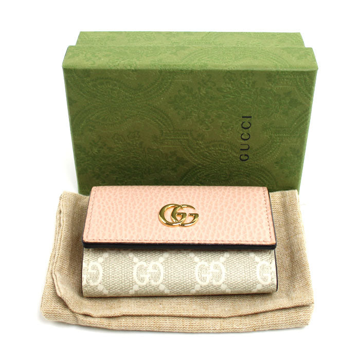 GUCCI グッチ ダブルG バイカラー キーケース ダスティピンク 456118 レディース【中古】