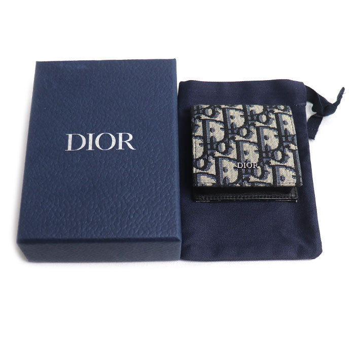 Dior ディオール オブリーク コインケース ベージュ/ネイビー ユニセックス【中古】