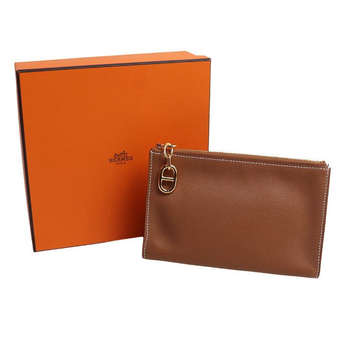 HERMES エルメス ジップアンゴーPM ポーチ ゴールド H084321CC37 ユニセックス K刻印(2025年)【中古】【極美品】