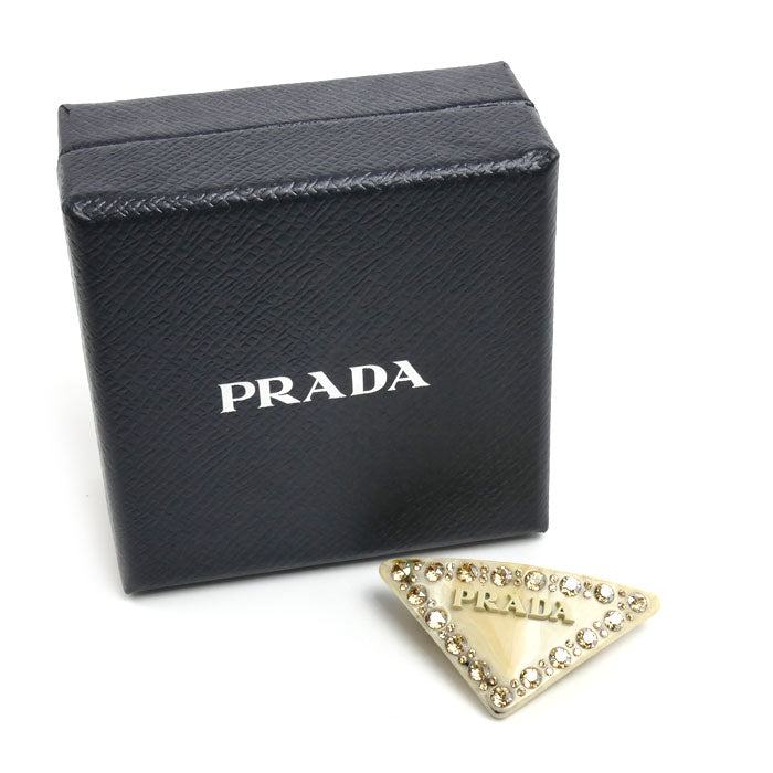 PRADA プラダ GP ラインストーン レジン トライアングル ロゴ バレッタ 1IF090 2CD0 F0304 レディース【中古】