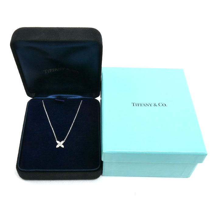 TIFFANY&Co. ティファニー Pt950プラチナ ビクトリア スモール ネックレス ダイヤモンド 3.0g 45cm レディース【中古】