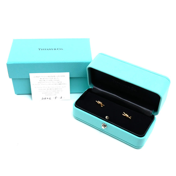 TIFFANY&Co. ティファニー K18PG ピンクゴールド ノット スモール ピアス 75123698 3.9g レディース【中古】【美品】