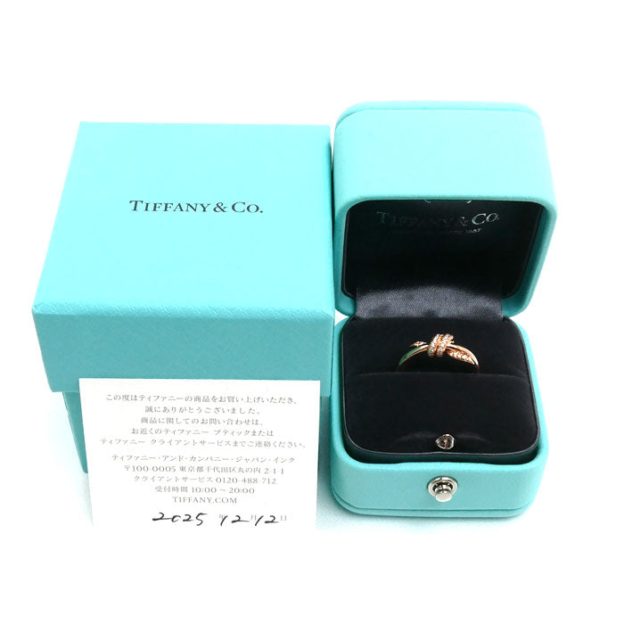 TIFFANY&Co. ティファニー K18PG ピンクゴールド ノット ダイヤ リング・指輪 69526462 ダイヤモンド 8号 3.2g レディース【中古】【美品】