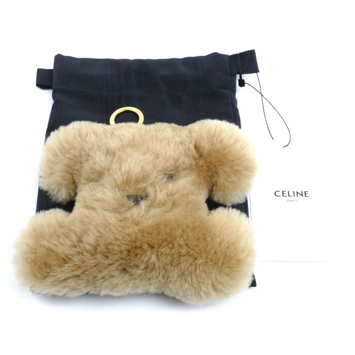 CELINE セリーヌ レザー×シアリング トリオンフ ポンポンチャーム シアリング チャーム 49J663GSH.19PI バッグチャーム レディース【中古】