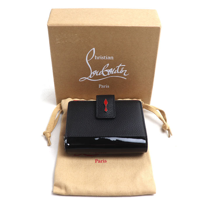 Christian Louboutin クリスチャンルブタン パロマ ミニ コンパクトウォレット 二つ折り財布 ブラック×レッド 3185081 CM53 ユニセックス【中古】【極美品】